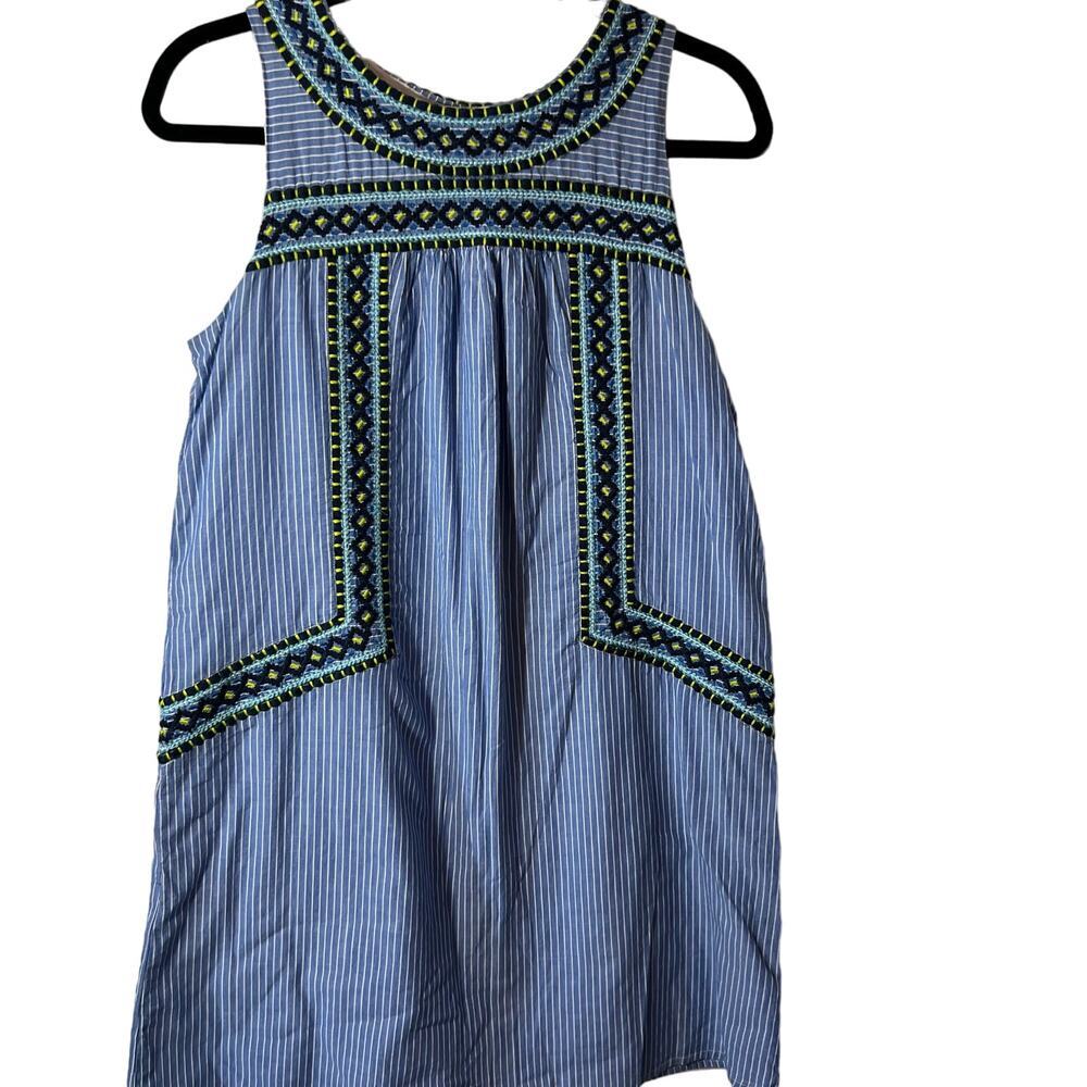 Vineyard Vines Embroidered Blue Striped Summer Tunic Shift Dress Size Small - Picture 3 of 8